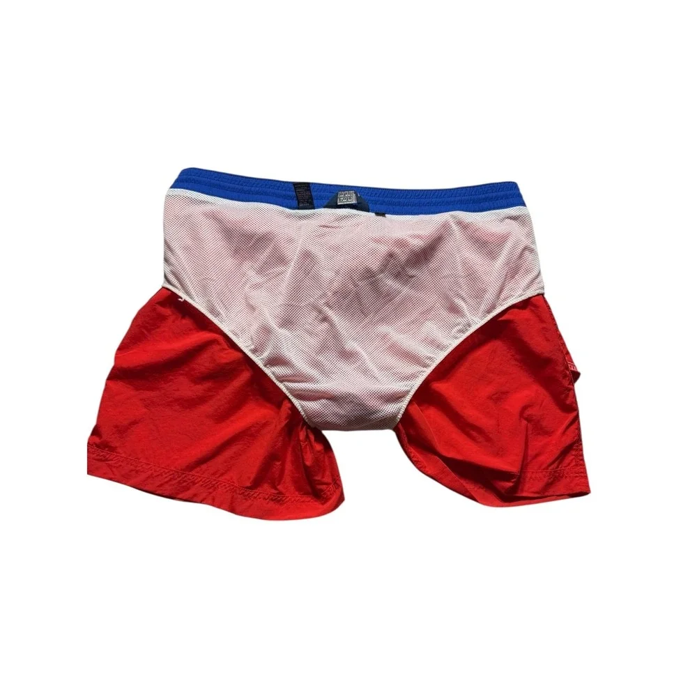 VTG Polo Ralph Lauren Swim Trunks Shorts Men's XL Red Nylon Mesh Lined 5